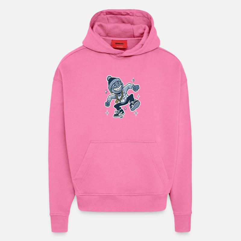 Grinning Rapper with Gold Chain - Hoodie- made by SPREAD  - AURA PINK