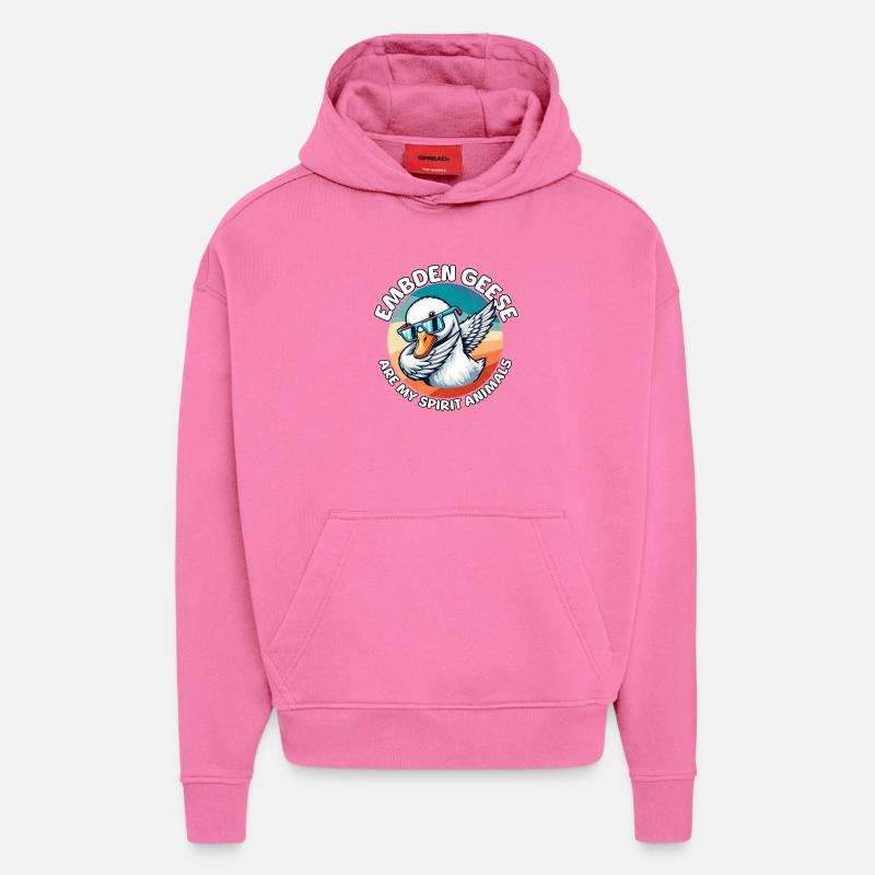 Drôles dictons des Emdengans - Sweat à capuche bio épais oversize fabriqué en UE - AURA PINK