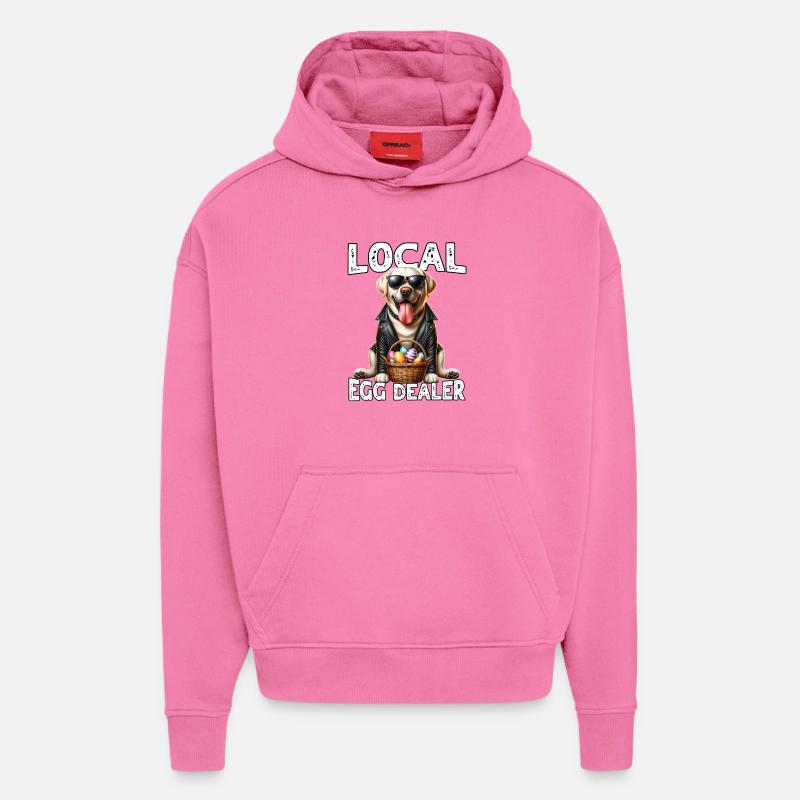 Marchand d’œufs de Pâques retriever - Sweat à capuche bio épais oversize fabriqué en UE - AURA PINK