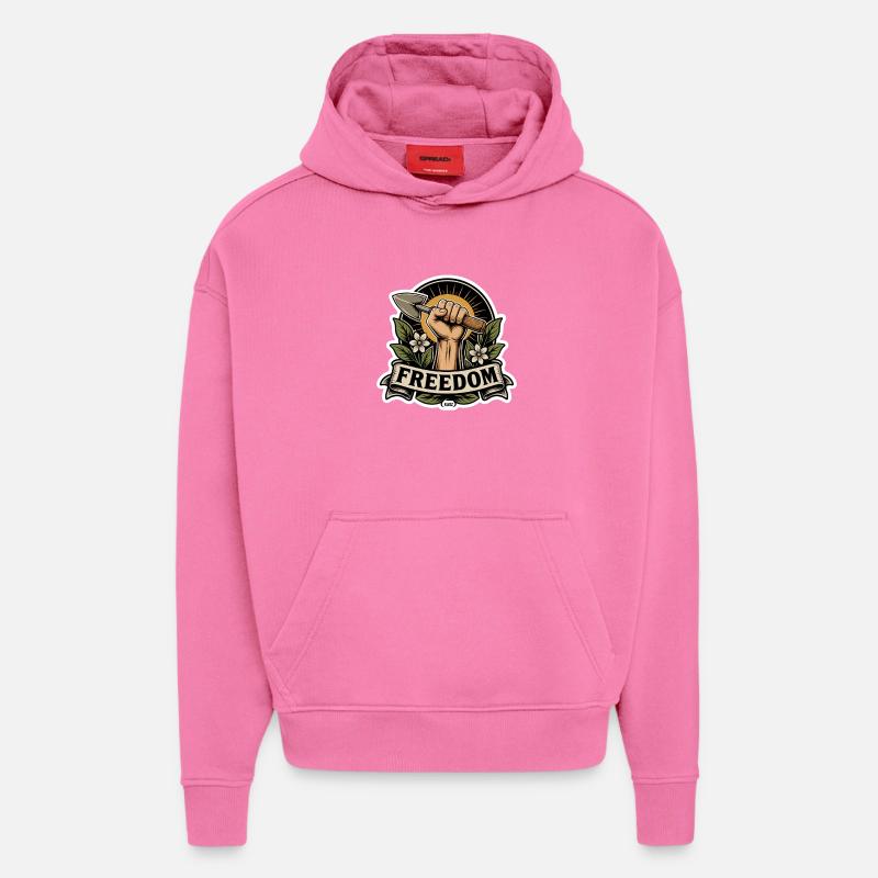 Freiheitsfaust-Emblem mit Schaufel - Hoodie- made by SPREAD  - AURA PINK