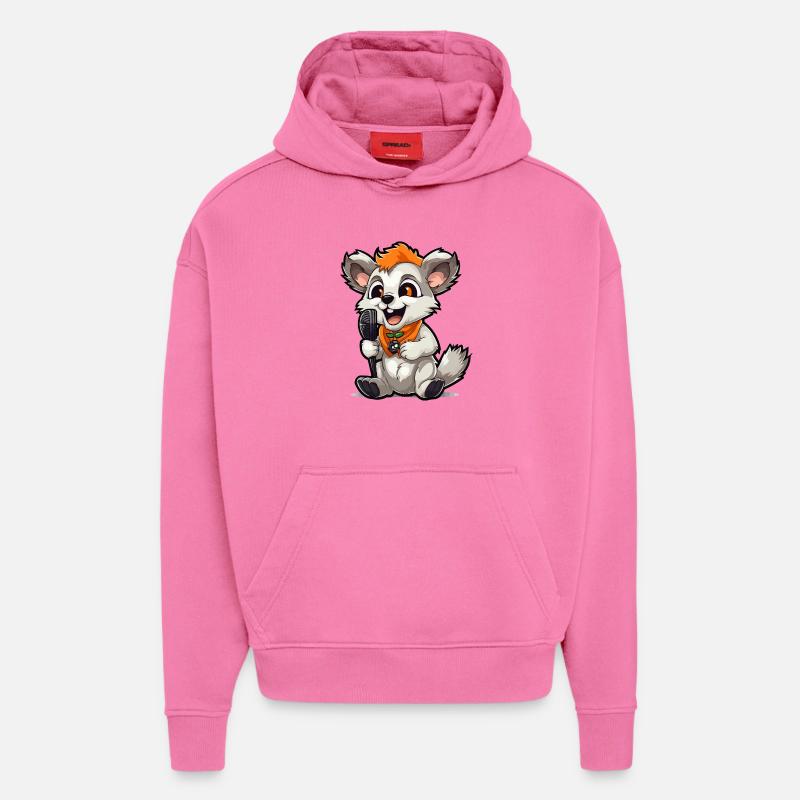 Songanimal avec micro - Sweat à capuche bio épais oversize fabriqué en UE - AURA PINK
