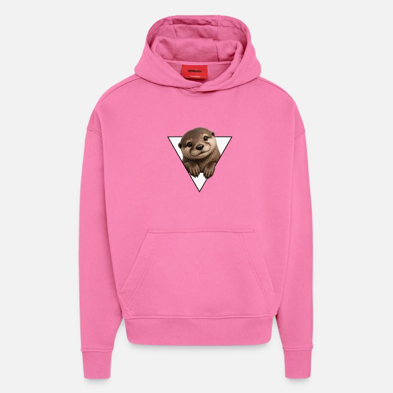 Vue de la Loutre en Triangle - Sweat à capuche bio épais oversize fabriqué en UE - AURA PINK