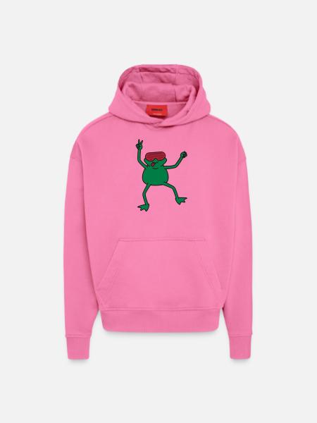 funky_frog - Sweat à capuche bio épais oversize fabriqué en UE - AURA PINK