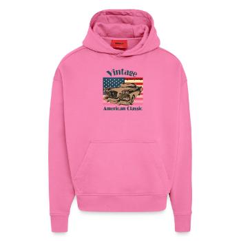 American Classic car- Vintage - Hoodie- made by SPREAD  - AURA PINK - Vorne - Dylan (187cm)
