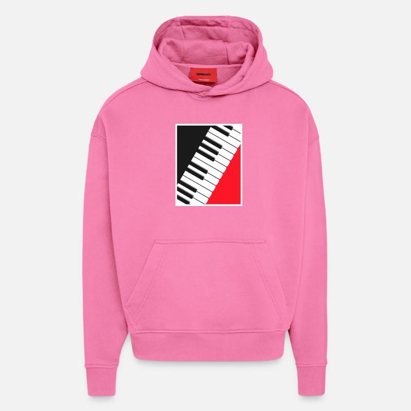 Art d’affiche clavier de piano - Sweat à capuche bio épais oversize fabriqué en UE - AURA PINK