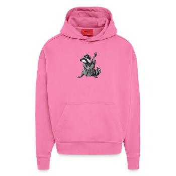 Racoon Musician - Hoodie- made by SPREAD  - AURA PINK - Vorne - Dylan (187cm)