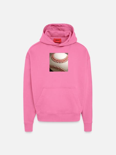 Base-ball - Sweat à capuche bio épais oversize fabriqué en UE - AURA PINK