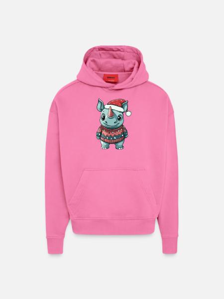 Rhino Christmas Comic - Hoodie- made by SPREAD - AURA PINK