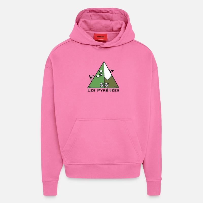 Été hiver dans les Pyrénées - Sweat à capuche bio épais oversize fabriqué en UE - AURA PINK