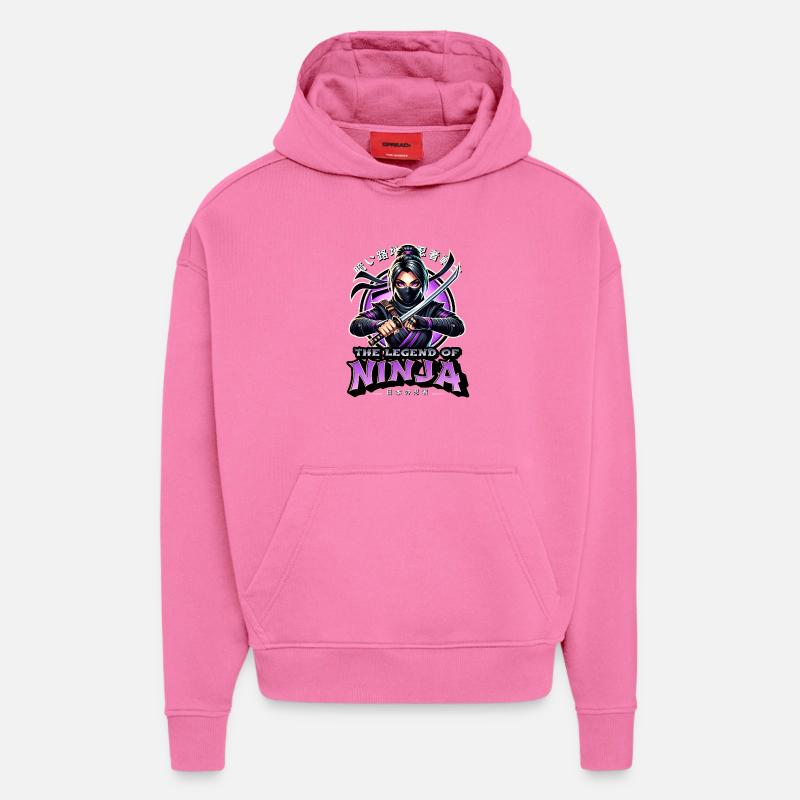 Légende Ninja : Lame de l’Ombre - Sweat à capuche bio épais oversize fabriqué en UE - AURA PINK