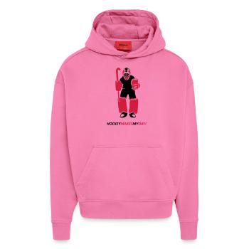Field hockey goalkeeper - Hoodie- made by SPREAD  - AURA PINK - Front - Dylan (187cm)
