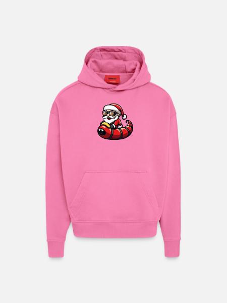Worm Santa Claus Cartoon - Hoodie- made by SPREAD  - AURA PINK