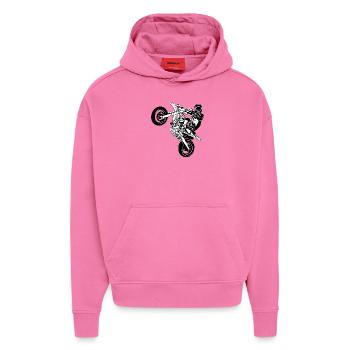 Supermoto - Hoodie- made by SPREAD  - AURA PINK - Vorne - Dylan (187cm)