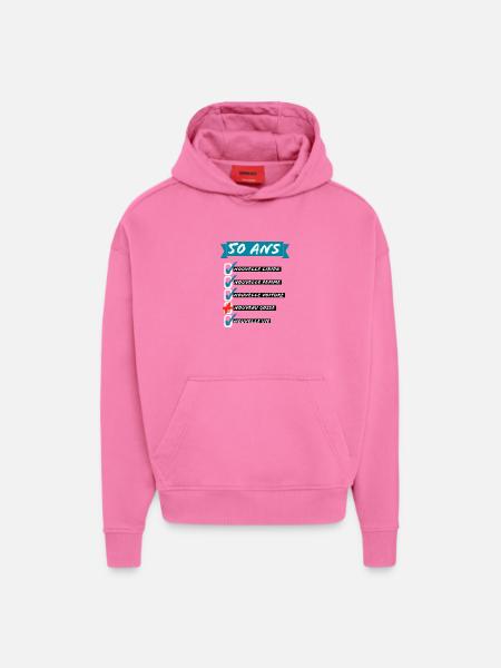 50 ans- Nouvelle libido  - Sweat à capuche bio épais oversize fabriqué en UE - AURA PINK