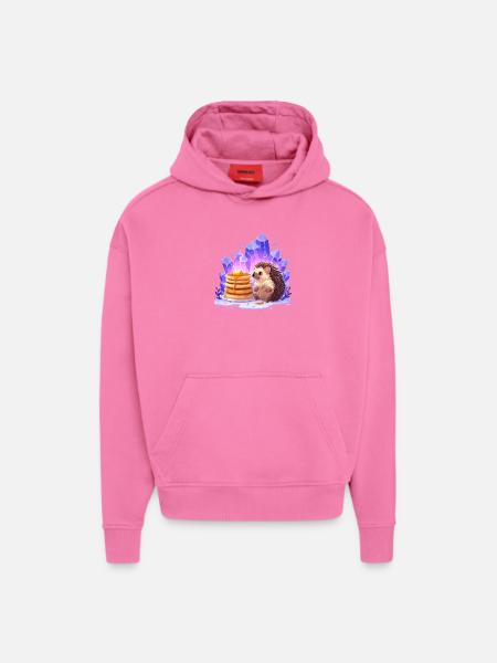 Hedgehog with pancakes and crystals - Hoodie- made by SPREAD  - AURA PINK