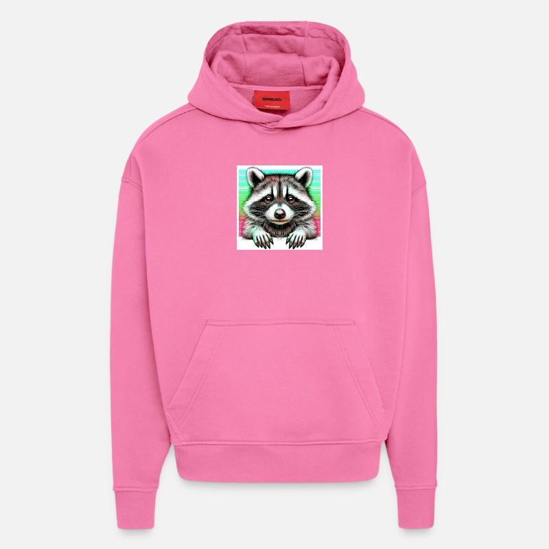 Raton laveur - Sweat à capuche bio épais oversize fabriqué en UE - AURA PINK