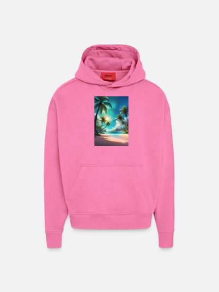 Fantastisk solskinsdag på Hawaii strand - Heavyweight oversized organic hoodie made in EU - AURA PINK