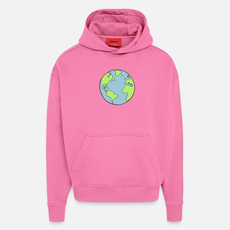 terre - Sweat à capuche bio épais oversize fabriqué en UE - AURA PINK