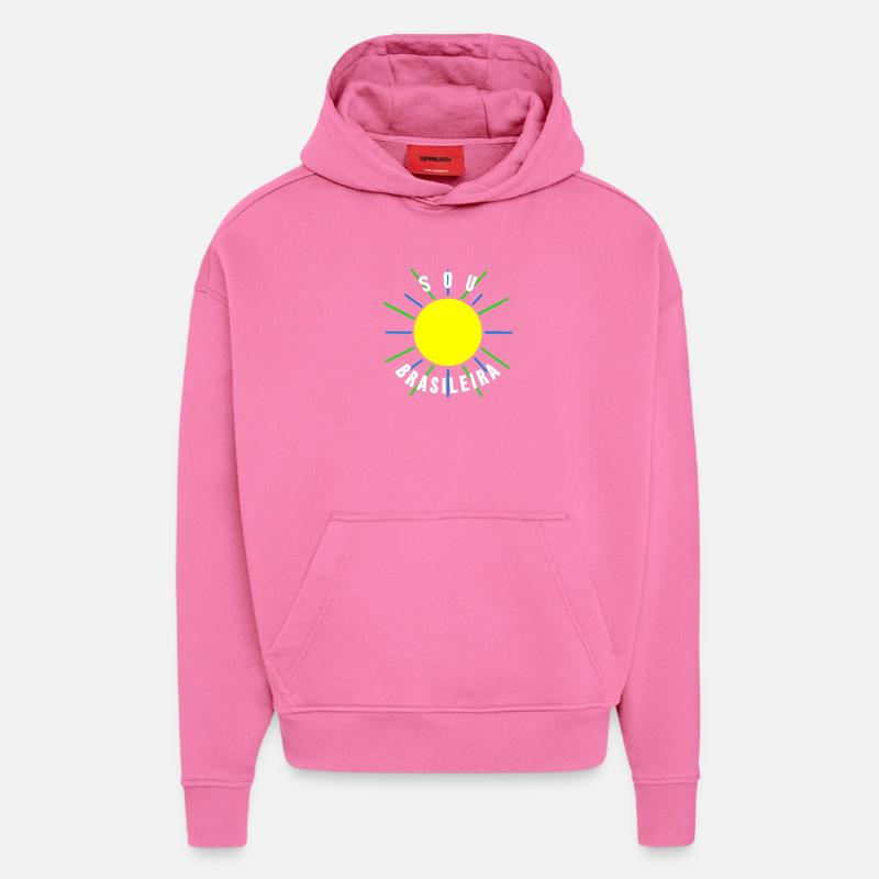 Brésilienne brasileira drapeau brésilien cadeau - Sweat à capuche bio épais oversize fabriqué en UE - AURA PINK