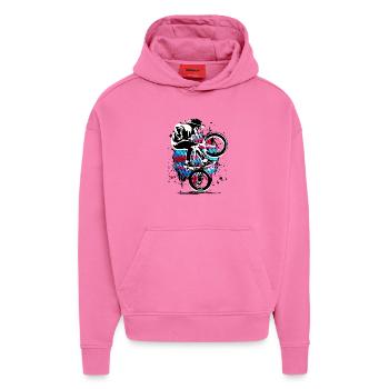 Bmx Flatland | Bmx Fahrrad fahren | Urban Graffiti - Hoodie- made by SPREAD  - AURA PINK - Vorne - Dylan (187cm)