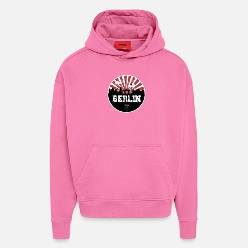 Match à domicile Berlin Skyline - Sweat à capuche bio épais oversize fabriqué en UE - AURA PINK