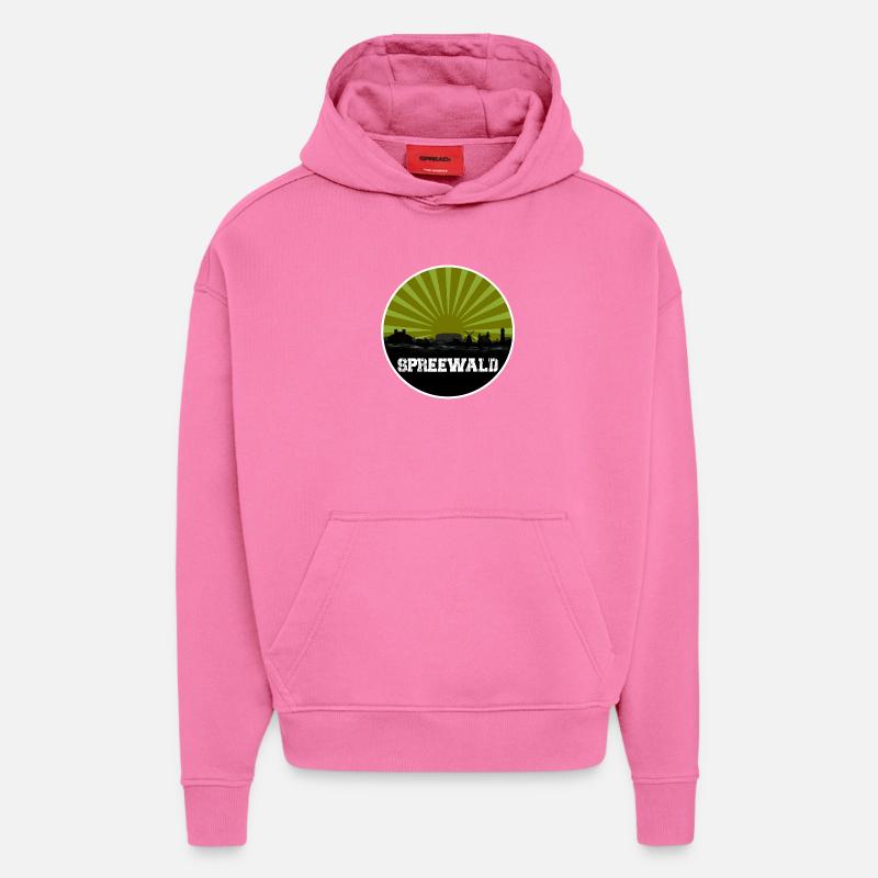 Horizon rétro de Spreewald - Sweat à capuche bio épais oversize fabriqué en UE - AURA PINK