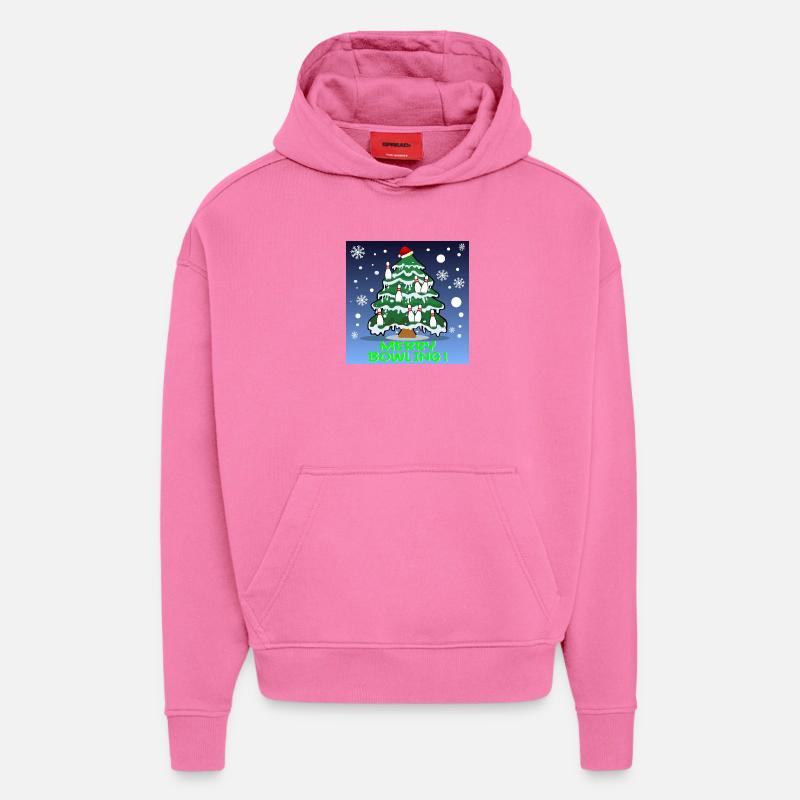 BOWLING DE L’ARBRE DE NOËL - Sweat à capuche bio épais oversize fabriqué en UE - AURA PINK