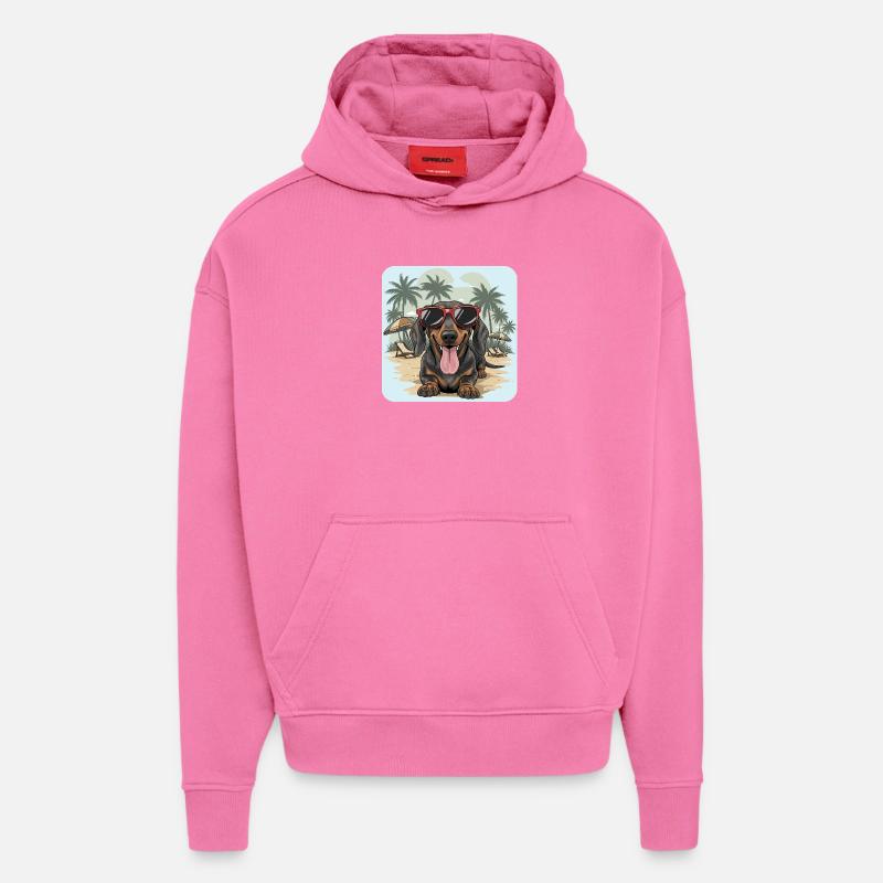 Dackel Beach Dackel Dackel mit cooler Brille - Hoodie- made by SPREAD  - AURA PINK