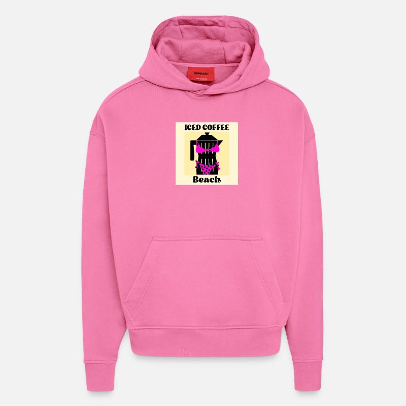 SUMMER BEACH ESPRESSO CAFÉ GLACÉ - Sweat à capuche bio épais oversize fabriqué en UE - AURA PINK