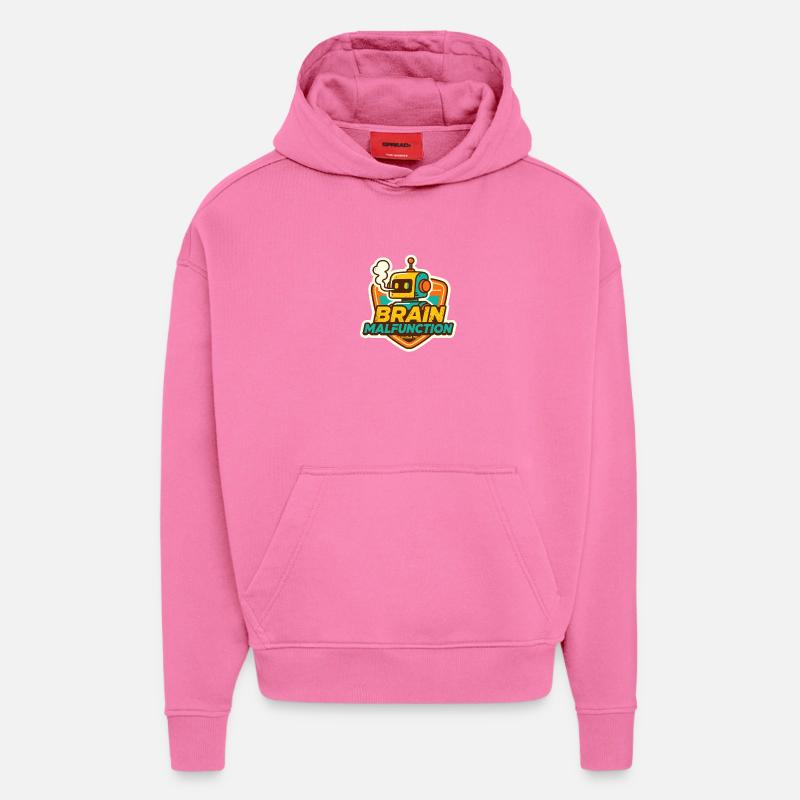 Dysfonctionnement cérébral Conception de robot rétro - Sweat à capuche bio épais oversize fabriqué en UE - AURA PINK