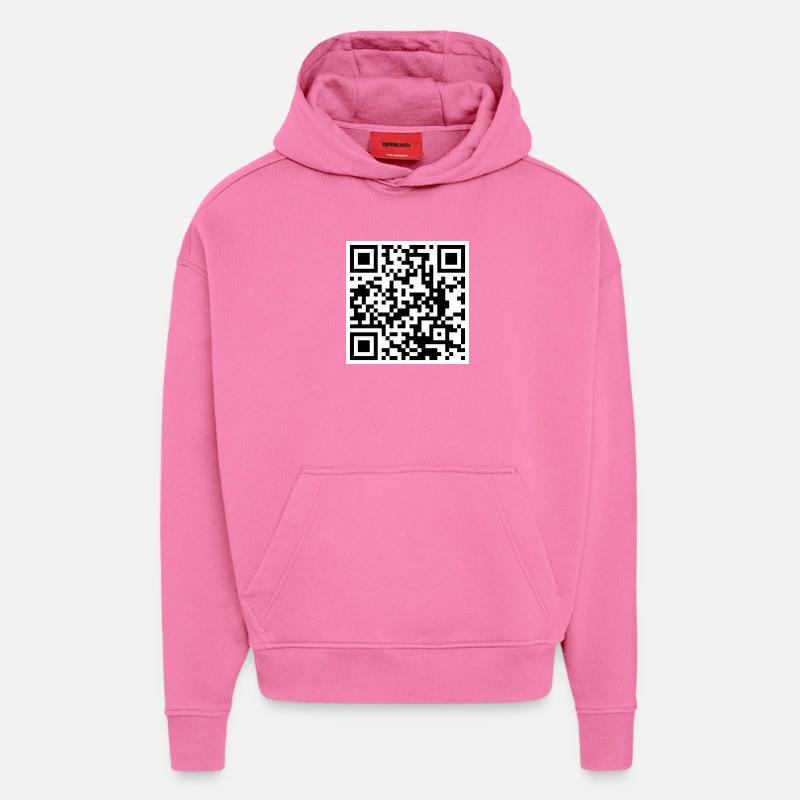 Qr code citation drôle humour  - Sweat à capuche bio épais oversize fabriqué en UE - AURA PINK