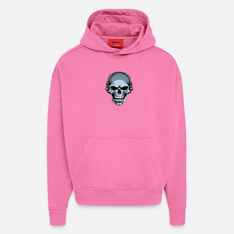Schädel mit Kopfhörern Illustration - Hoodie- made by SPREAD  - AURA PINK