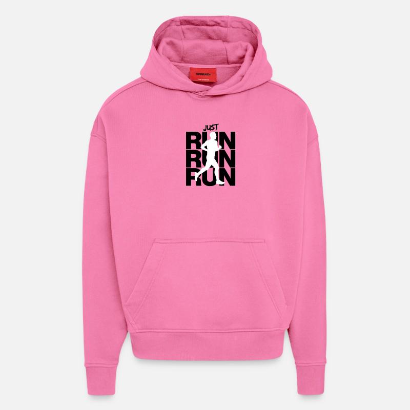 JUSTE COURIR COURIR, COURIR, INTENTION, AJUSTER - Sweat à capuche bio épais oversize fabriqué en UE - AURA PINK