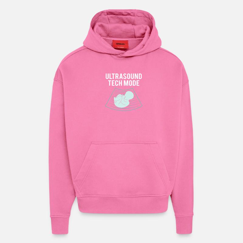 Technicien ultrasonique Technicien ultrasonore - Sweat à capuche bio épais oversize fabriqué en UE - AURA PINK