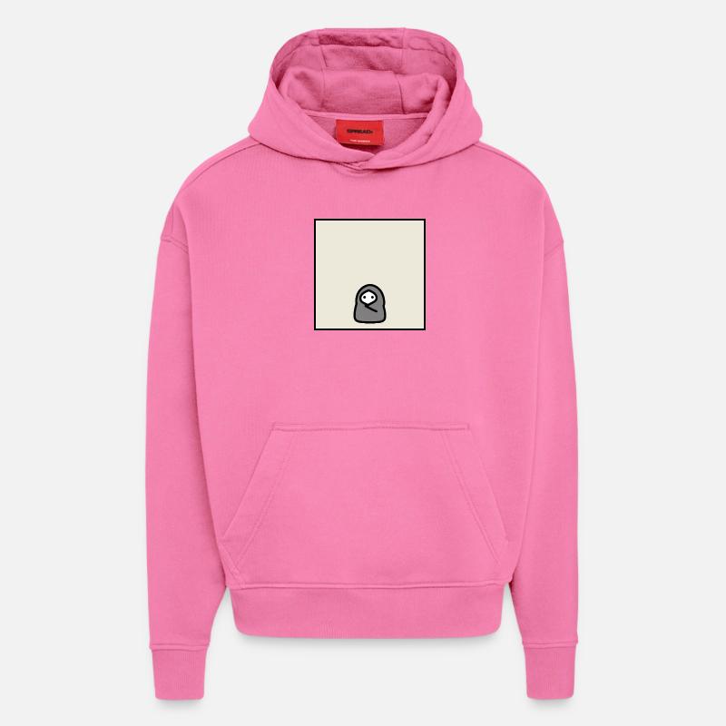 Introverti Cocoon Personnage minimal de mème - Sweat à capuche bio épais oversize fabriqué en UE - AURA PINK
