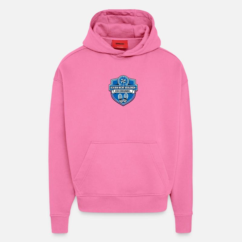 J’aime juste camper - Sweat à capuche bio épais oversize fabriqué en UE - AURA PINK