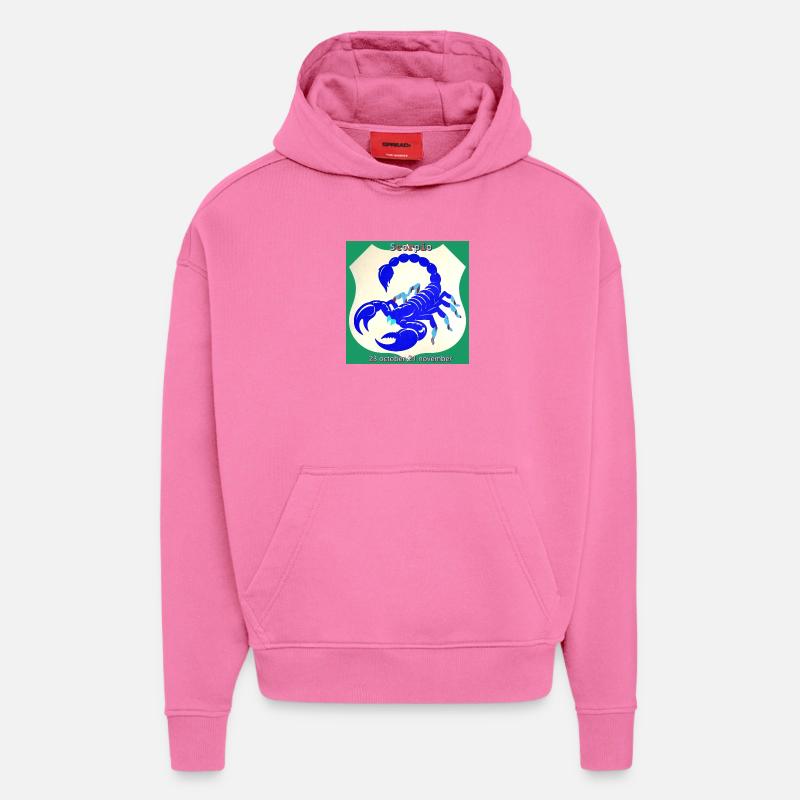 scorpion - Sweat à capuche bio épais oversize fabriqué en UE - AURA PINK