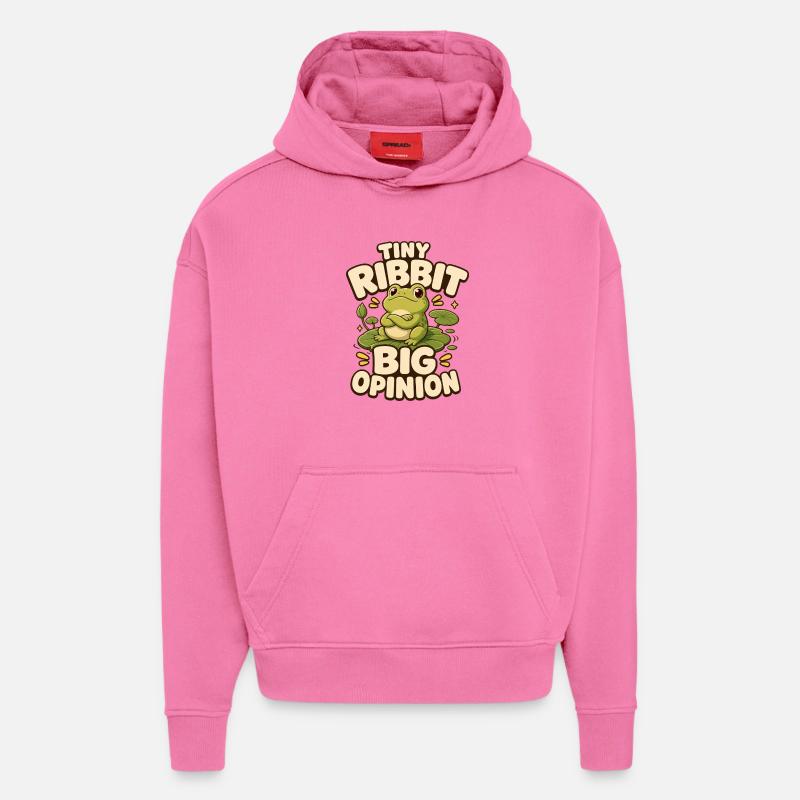 Tiny Ribbit Big Opinion Frog - Hoodie- made by SPREAD - AURA PINK