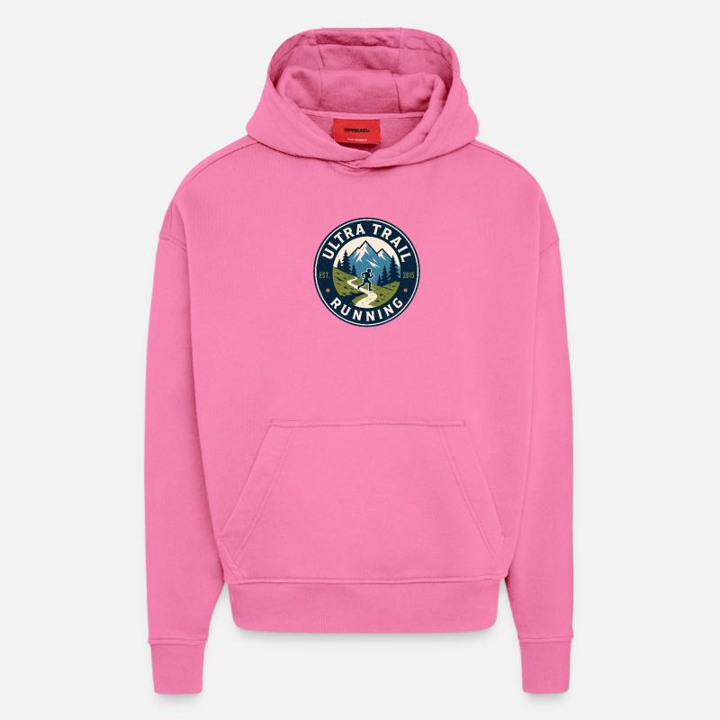 Ultra Trail Running - Sweat à capuche bio épais oversize fabriqué en UE - AURA PINK