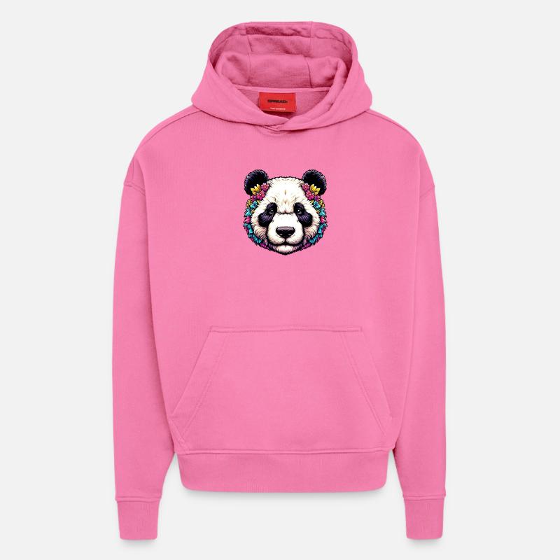 Panda - Sweat à capuche bio épais oversize fabriqué en UE - AURA PINK