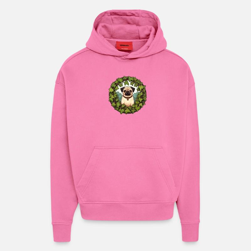 Mops im Efeukranz - Hoodie- made by SPREAD  - AURA PINK