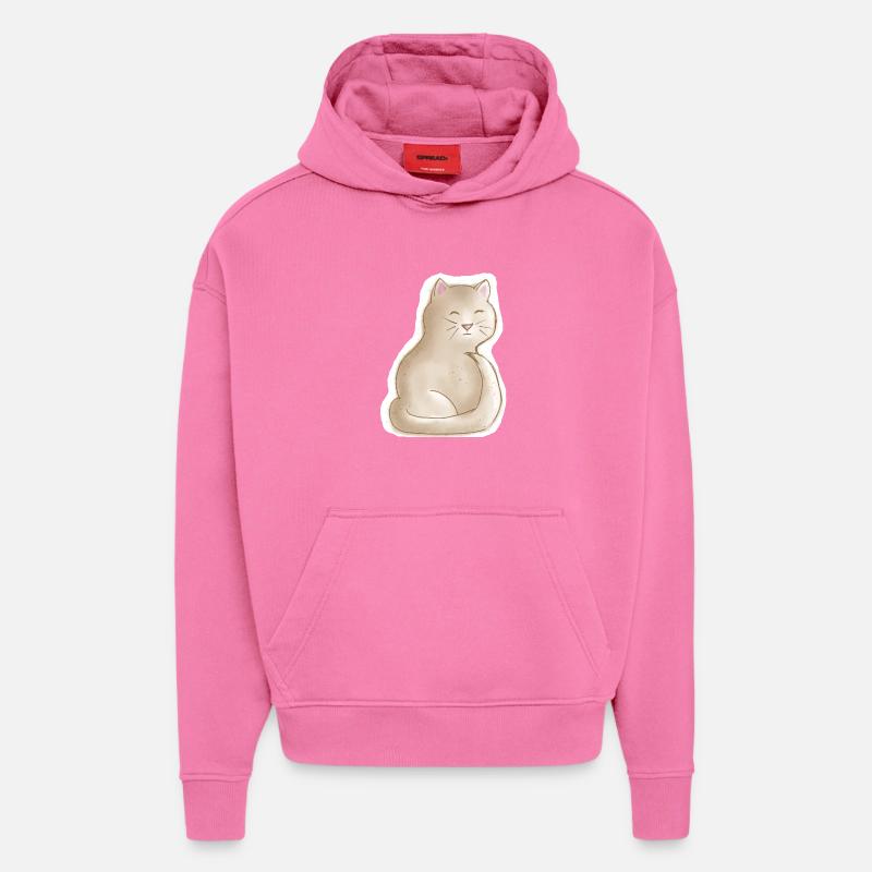 chaton fatigué - Sweat à capuche bio épais oversize fabriqué en UE - AURA PINK