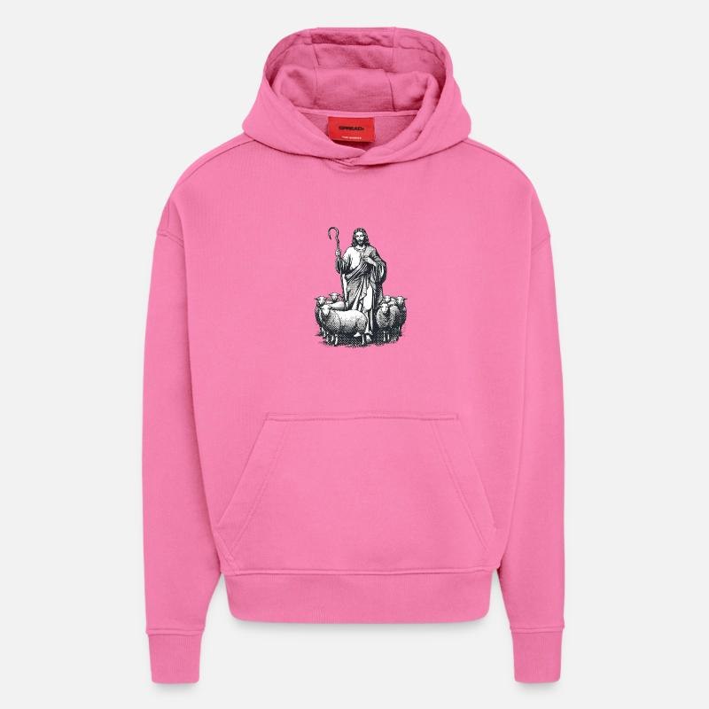 Hirte Jesus mit der Herde - Hoodie- made by SPREAD - AURA PINK