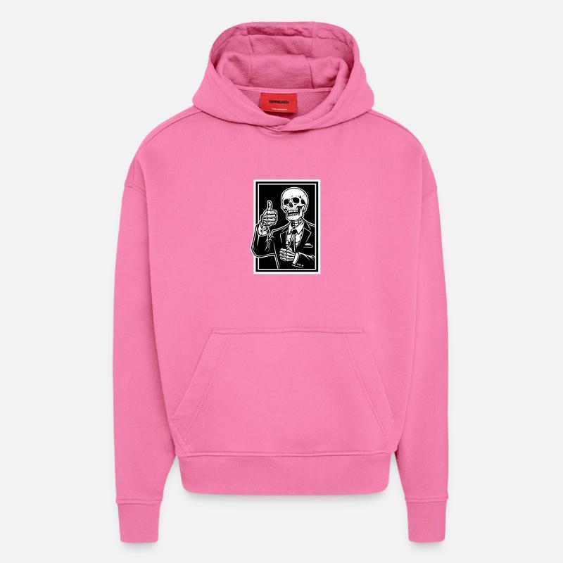 Squelette en costume pouce levé - Sweat à capuche bio épais oversize fabriqué en UE - AURA PINK