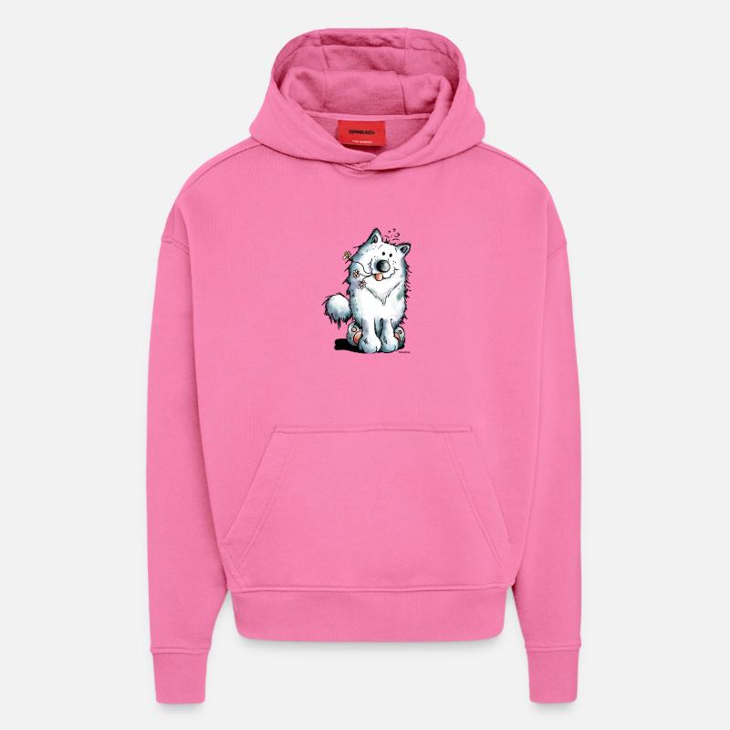 Mignon Samoyède Chien - Sweat à capuche bio épais oversize fabriqué en UE - AURA PINK