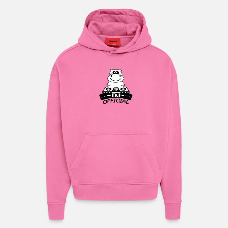 hippo_dj_design2 - Sweat à capuche bio épais oversize fabriqué en UE - AURA PINK