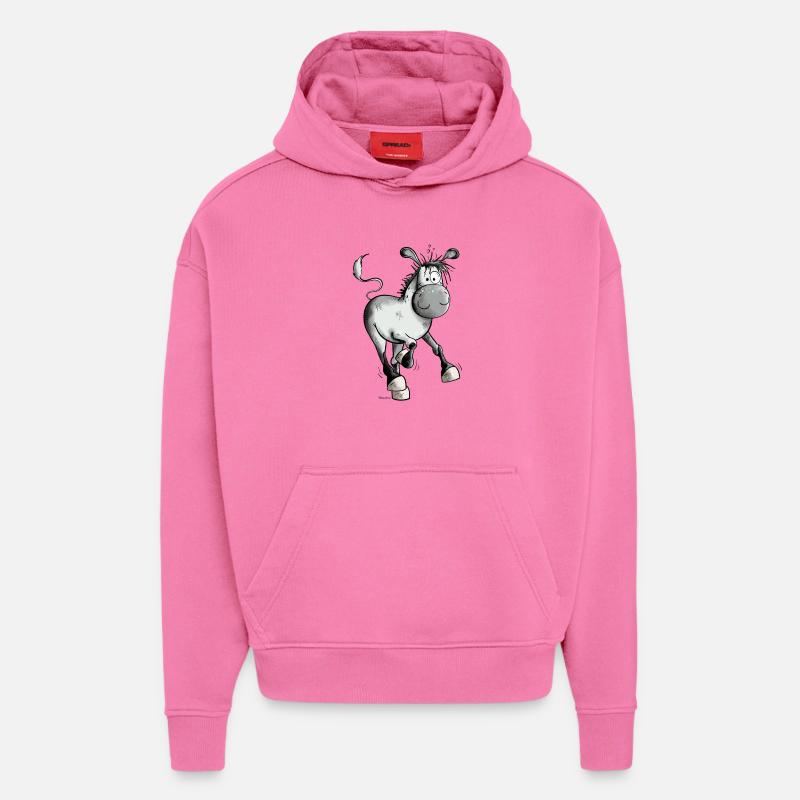 âne allongé - Sweat à capuche bio épais oversize fabriqué en UE - AURA PINK
