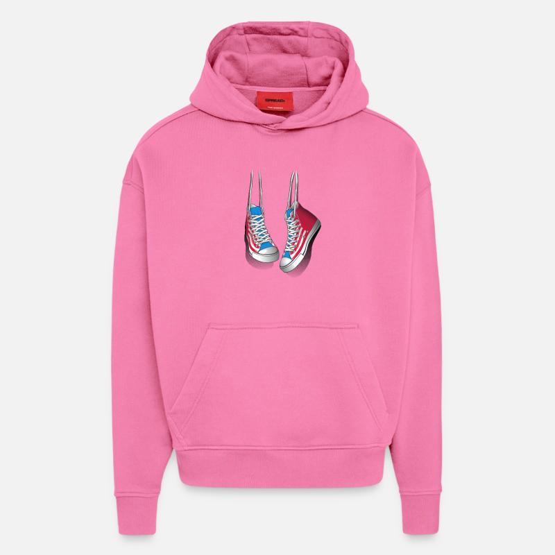 Baskets sur les épaules - Sweat à capuche bio épais oversize fabriqué en UE - AURA PINK