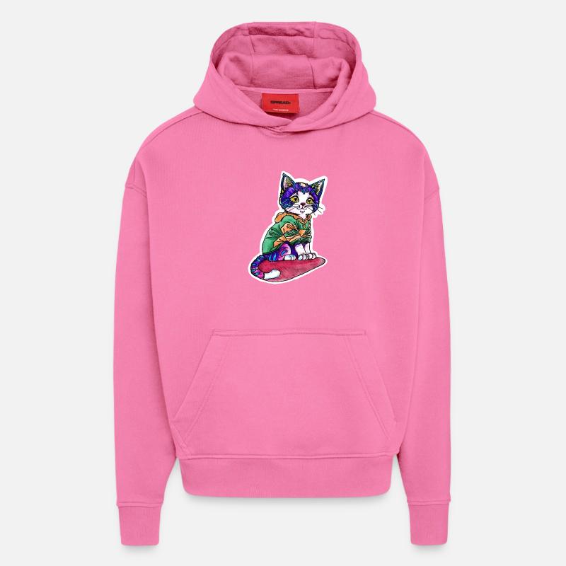 Katze im grünen Pulli - Hoodie- made by SPREAD  - AURA PINK