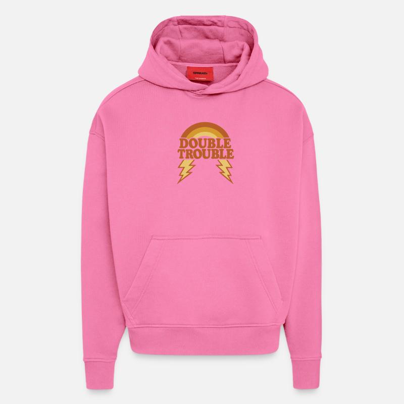 double problème - Sweat à capuche bio épais oversize fabriqué en UE - AURA PINK